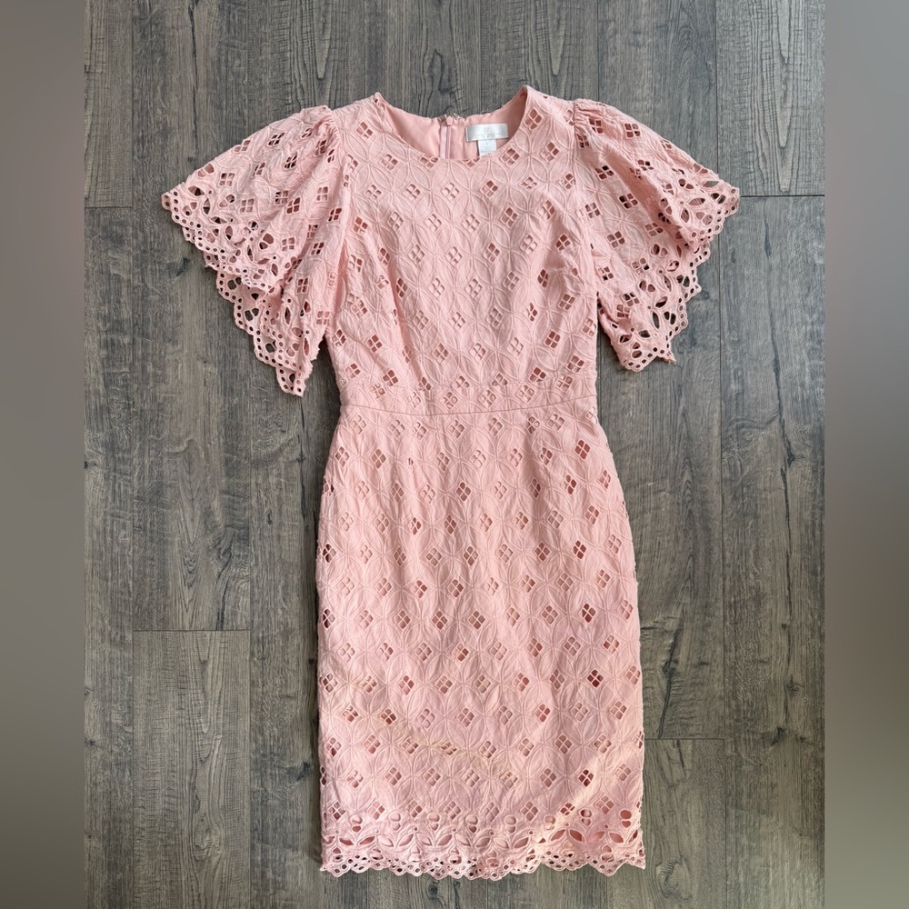 Rachel Parcell Eyelet Sheath Dress- Baby Pink- Size Small - Picture 4 of 6
